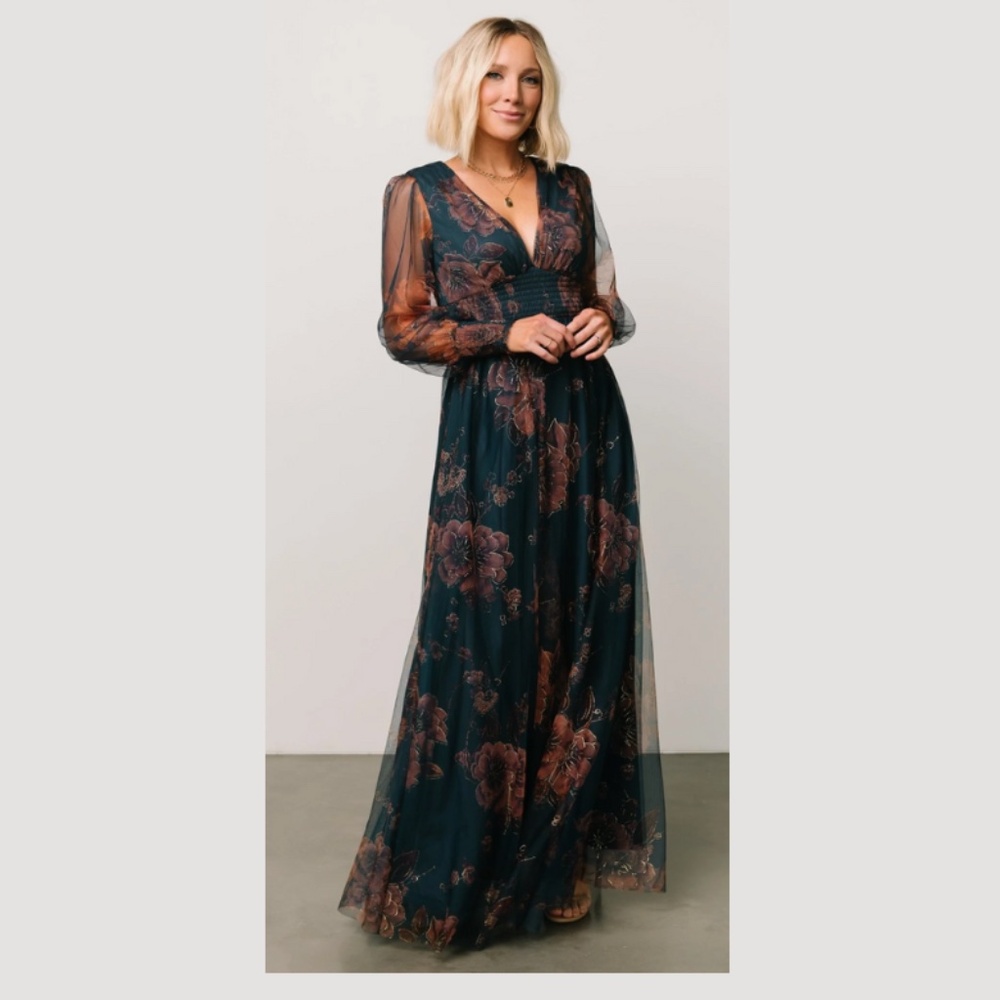 Baltic Born Layla Tulle Maxi Dress Copper & Blue Metallic Small